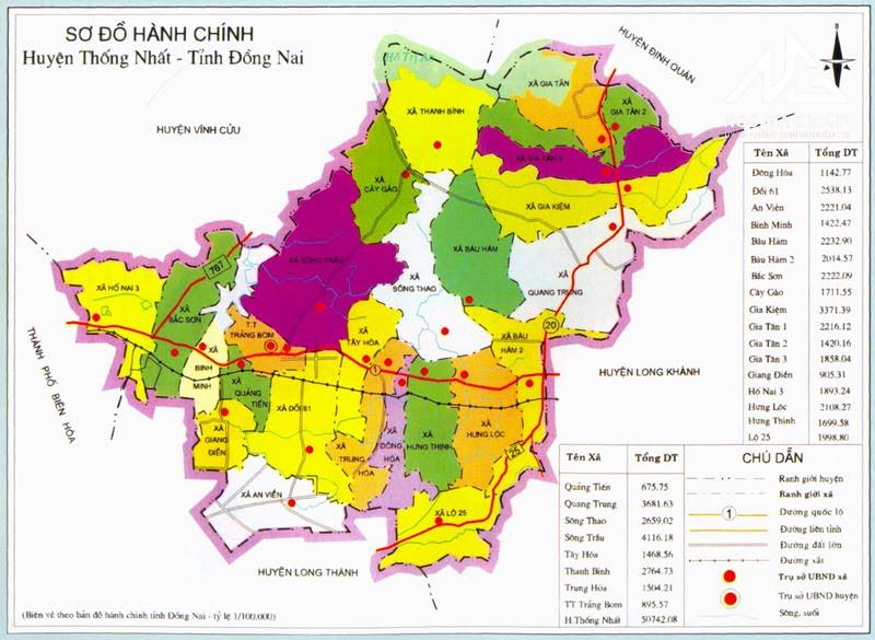 Bản đồ tỉnh Đồng Nai - Huyện Thống Nhất