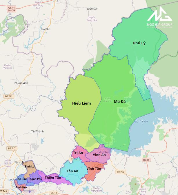 Bản đồ tỉnh Đồng Nai, huyện Vĩnh Cửu