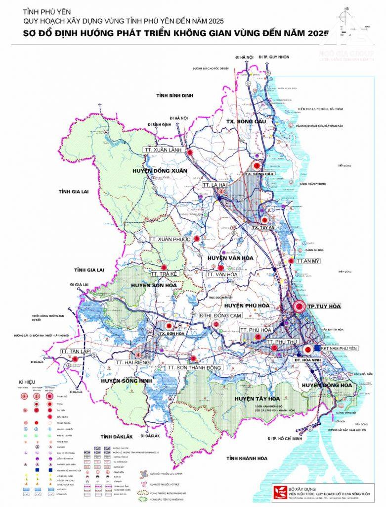 Bản đồ quy hoạch Phú Yên về xây dựng vùng tỉnh đến năm 2025.