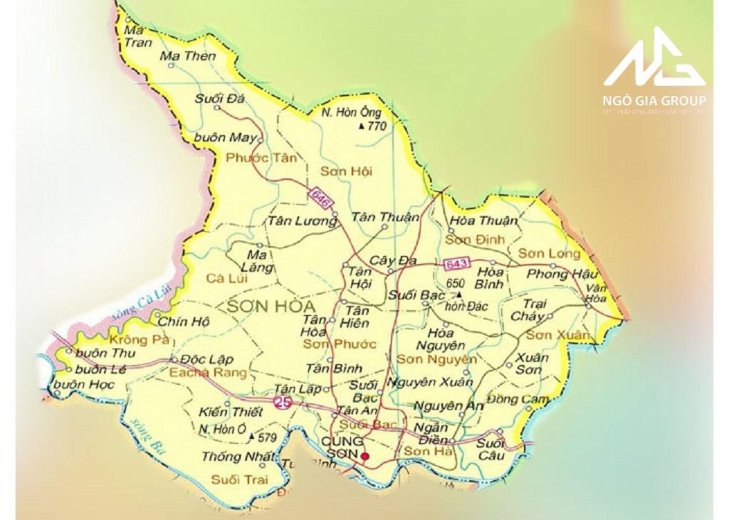 Bản đồ Huyện Sơn Hòa tỉnh Phú Yên 